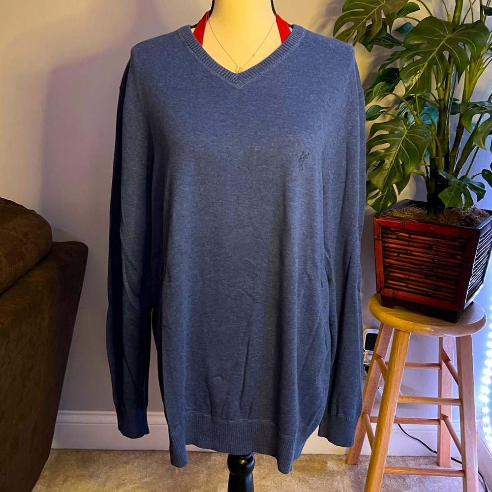 Men’s Ashworth V-Neck Sweater Blue Size Large
